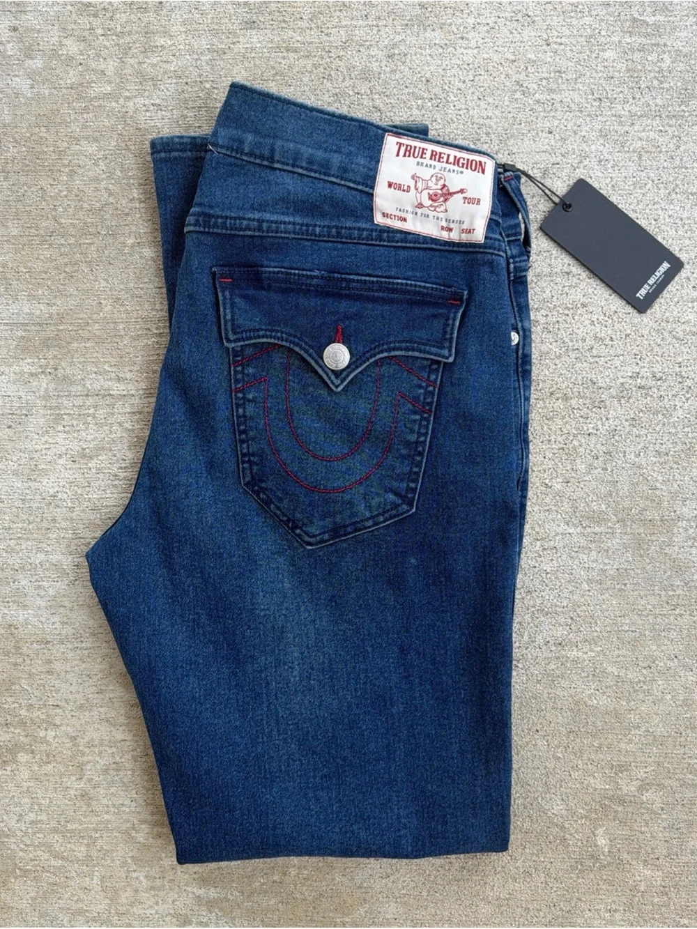 $164 True Religion Men’s Ricky SN Flap Straight Denim Jeans Size 36 X 32 NWT